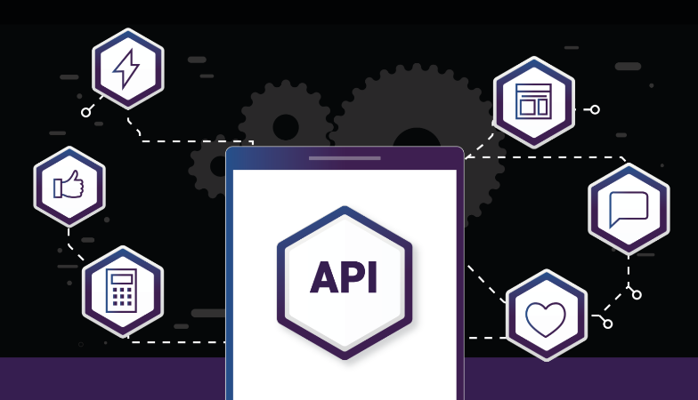 icon diagram with API in the center